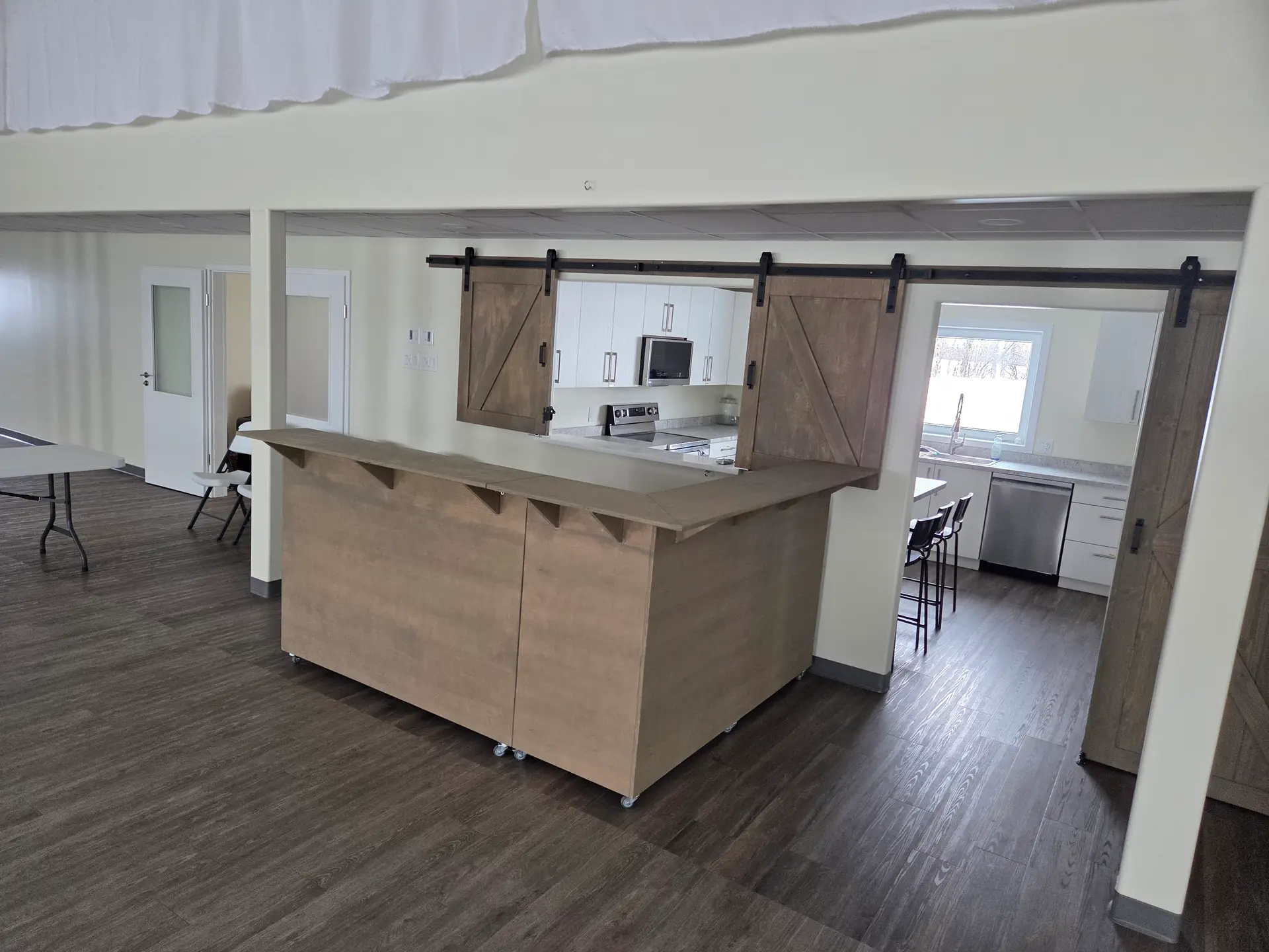 The rolling bar set up in the hall